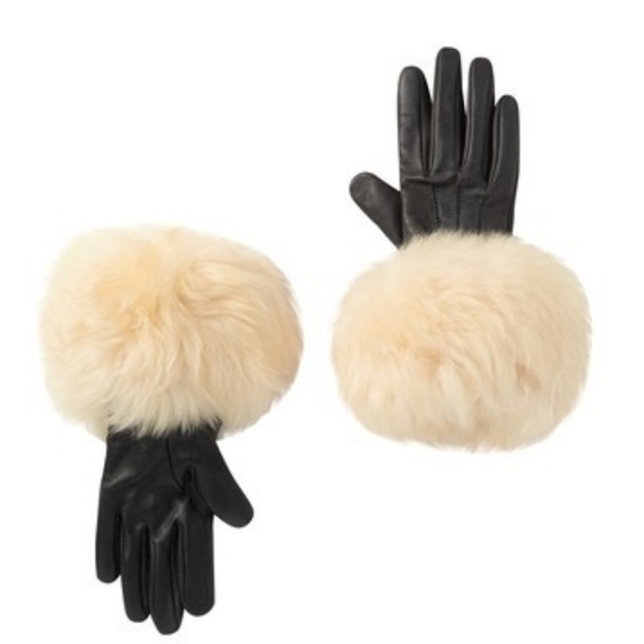 SOLD 🥰NWT💗UGG Shearling Black Leather Gloves - Picture 8 of 8